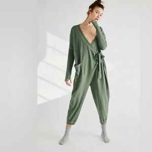 Free People It's A Wrap Intimately Onesie Black wrap Jumpsuit Lounge Comfort M